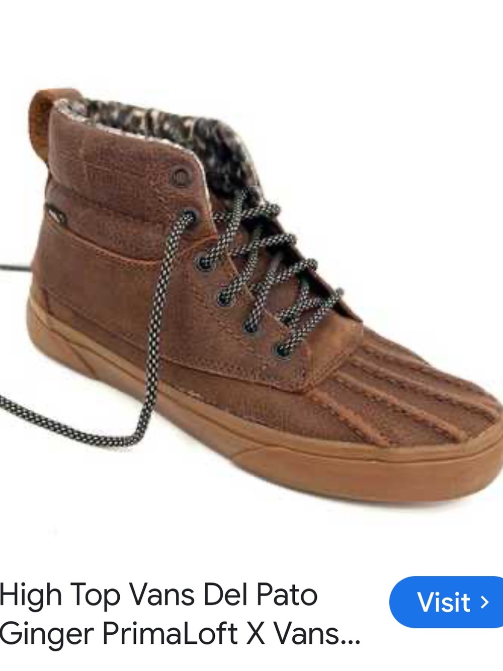 Vans Sk8-Hi Del Pato MTE brown leather boots. Size 9.5